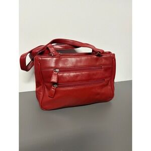 Marlo Red Leather Shoulder Bag Key Chain Charm Double Handle Purse